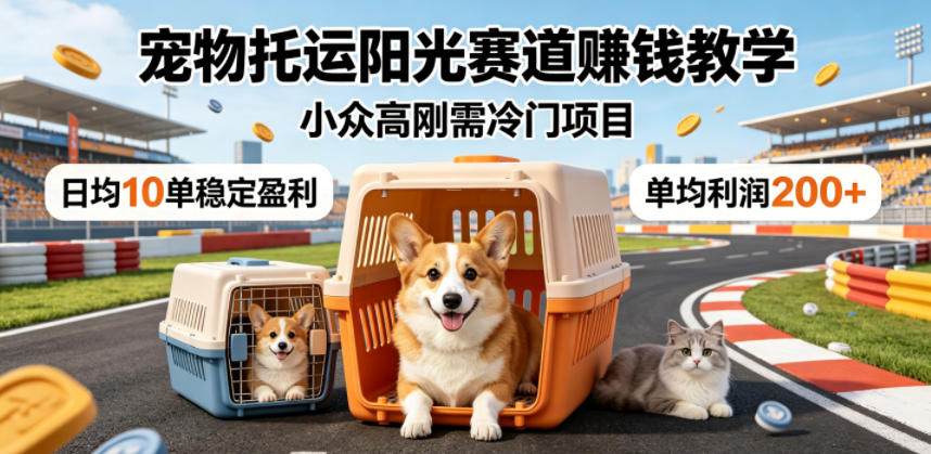 宠物托运阳光赛道賺钱教学，小众高刚需冷门项目，日均10单稳定盈利，单均利润200+-优优云创网