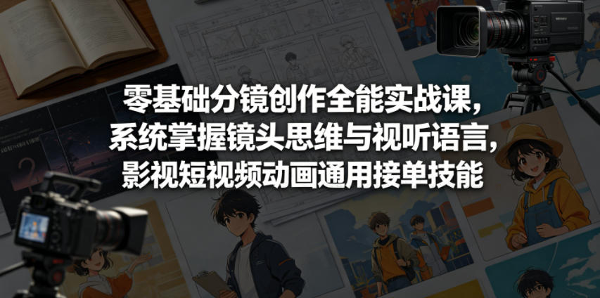 零基础分镜创作全能实战课,系统掌握镜头思维与视听语言,影视短视频动画通用接单技能-优优云创网