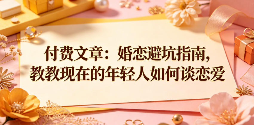付费文章：婚恋避坑指南，教教现在的年轻人如何谈恋爱-优优云创网