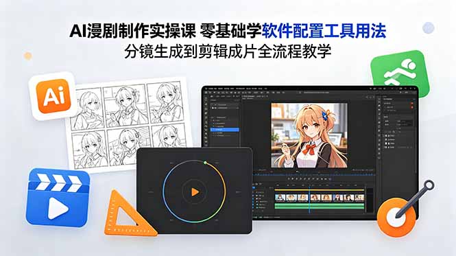 AI漫剧制作实操课 零基础学软件配置工具用法 分镜生成到剪辑成片全流程教学-优优云创网