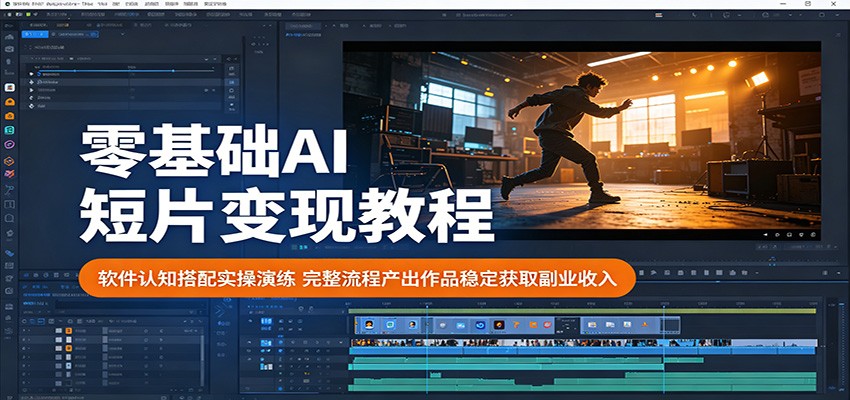 零基础AI短片变现教程:软件认知搭配实操演练,完整流程产出作品稳定获取副业收入-优优云创网