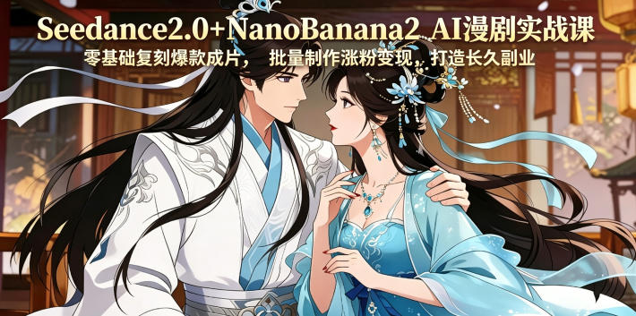 Seedance2.0+NanoBanana2 AI漫剧实战课，零基础复刻爆款成片涨粉变现，打造长久副业收益-优优云创网