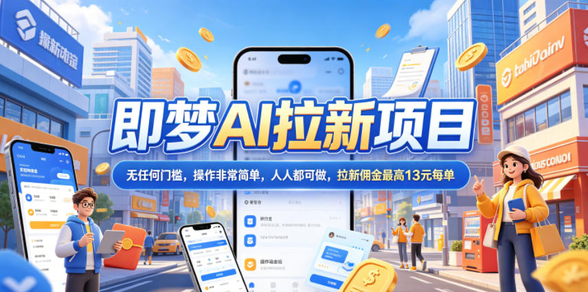 2026年即梦AI拉新项目最新玩法，无任何门槛，操作非常简单，人人都可做，拉新佣金最高13元每单-优优云创网
