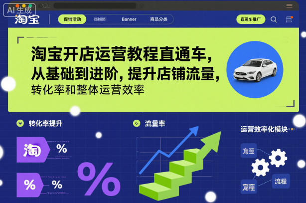 淘宝开店运营教程直通车，从基础到进阶，提升店铺流量，转化率和整体运营效率(更新26年05月27日)-优优云创网