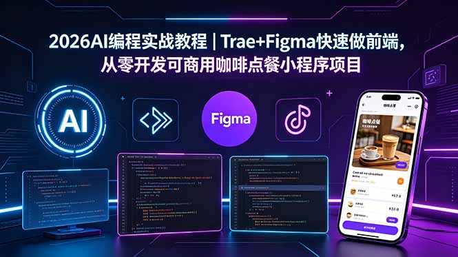 2026AI编程实战教程｜Trae+Figma快速做前端，从零开发可商用咖啡点餐小程序项目-优优云创网