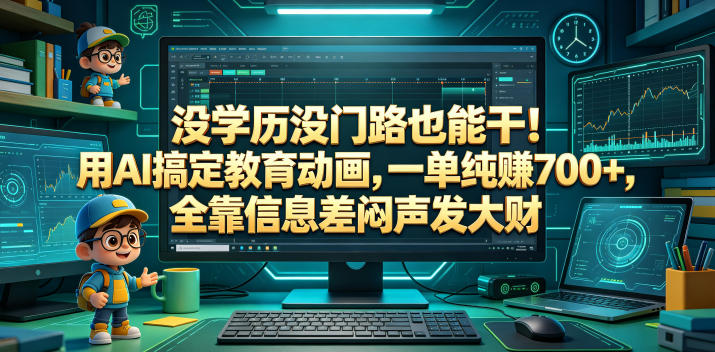 没学历没门路也能干!用AI搞定教育动画,一单纯賺700+,全靠信息差闷声发大财【揭秘】-优优云创网