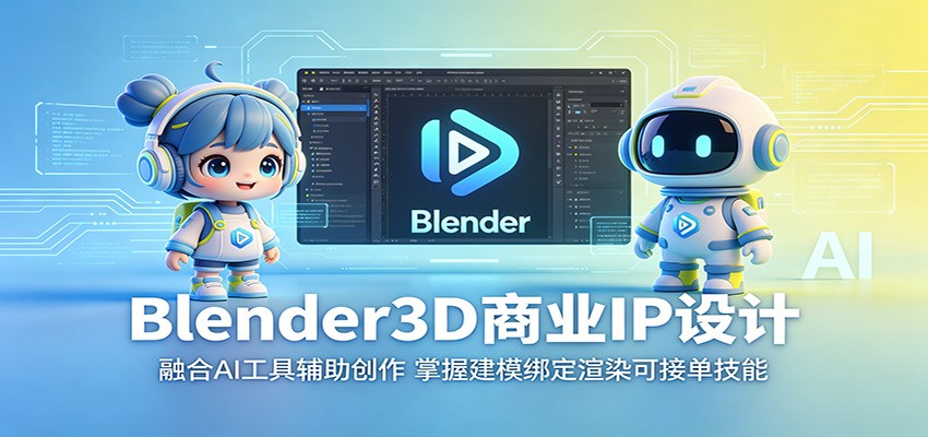 Blender3D商业IP设计：融合AI工具辅助创作，掌握建模绑定渲染可接单技能-优优云创网