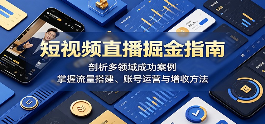 短视频直播掘金指南：剖析多领域成功案例，掌握流量搭建、账号运营与增收方法-优优云创网