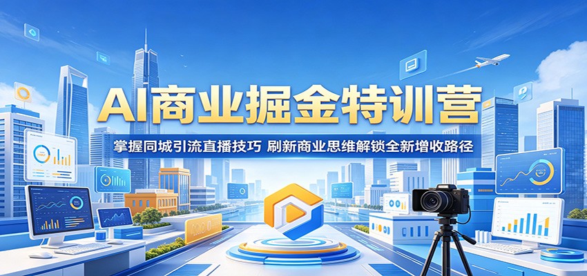 AI商业掘金特训营：掌握同城引流直播技巧，刷新商业思维解锁全新增收路径-优优云创网