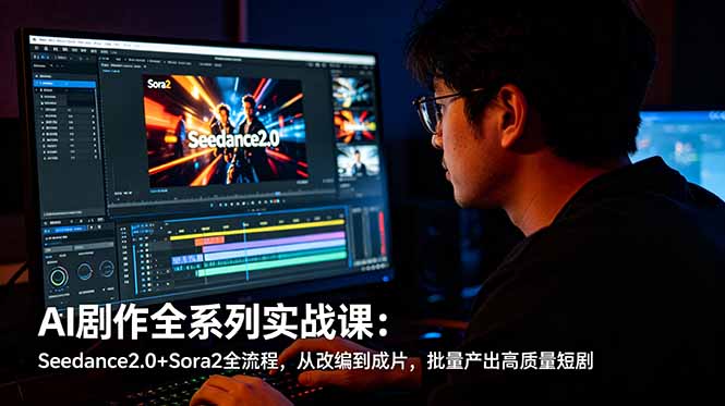 AI剧作全系列实战课：Seedance2.0+Sora2全流程，从改编到成片，批量产出高质量短剧-优优云创网