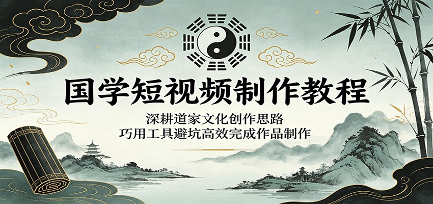 国学短视频制作教程:深耕道家文化创作思路,巧用工具避坑高效完成作品制作-优优云创网