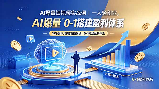 AI爆量短视频实战课｜一人轻创业，算法脚本剪辑直播同城，0-1搭建盈利体系-优优云创网