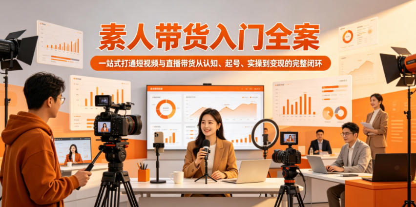 素人带货入门全案，一站式打通短视频与直播带货从认知、起号、实操到变现的完整闭环-优优云创网