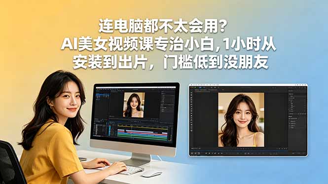 连电脑都不太会用？AI美女视频课专治小白，1小时从安装到出片，门槛低到没朋友-优优云创网