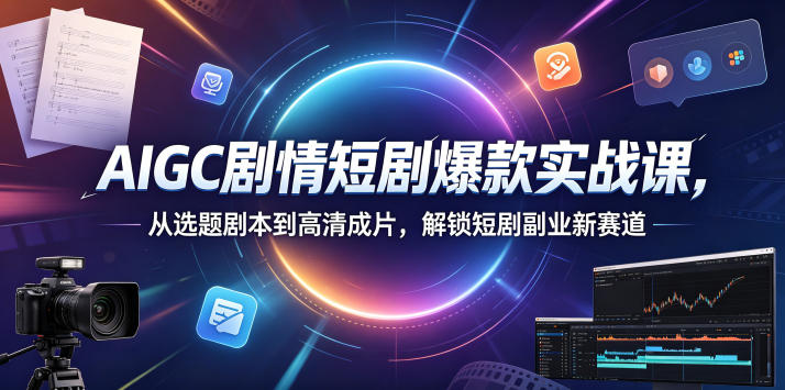 AIGC剧情短剧爆款实战课，从选题剧本到高清成片，解锁短剧副业新赛道-优优云创网