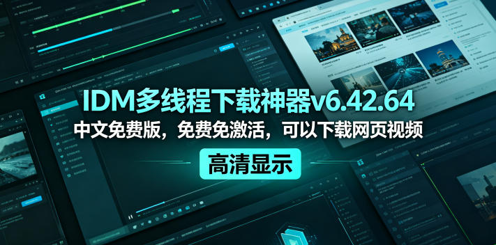 IDM多线程下载神器v6.42.64中文免费版,免费免激活,可以下载网页视频(例如飞书文档内的视频)-优优云创网