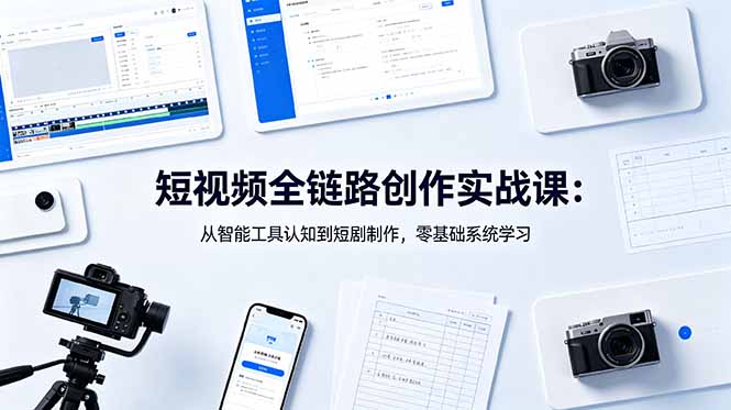 短视频全链路创作实战课:从智能工具认知到短剧制作,零基础系统学习-优优云创网