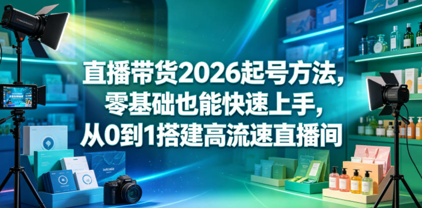 直播带货2026起号方法,零基础也能快速上手,从0到1搭建高流速直播间-优优云创网
