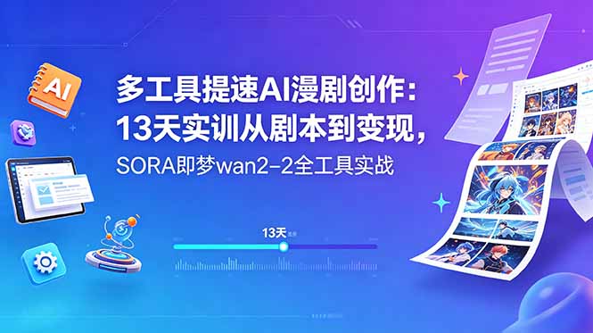 多工具提速AI漫剧创作:13天实训从剧本到变现,SORA即梦wan2-2全工具实战-优优云创网