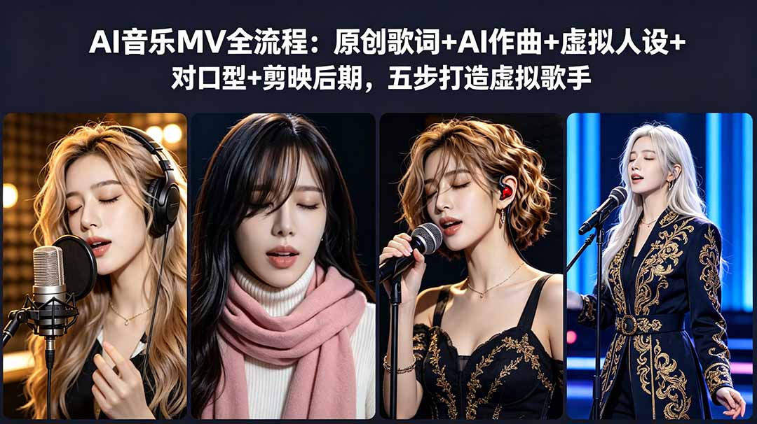 AI音乐MV全流程：原创歌词+AI作曲+虚拟人设+对口型+剪映后期，五步打造虚拟歌手-优优云创网
