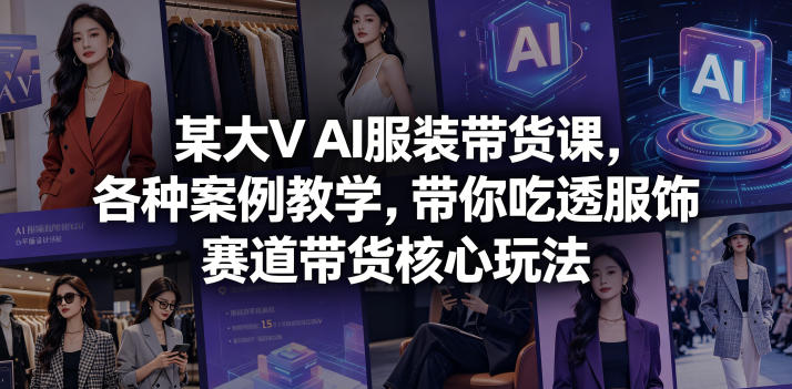 某大V AI服装带货课，各种案例教学，带你吃透服饰赛道带货核心玩法-优优云创网