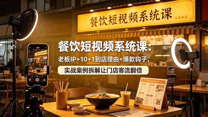 餐饮短视频系统课：老板IP+10+1到店理由+爆款钩子，实战案例拆解让门店客流翻倍-优优云创网