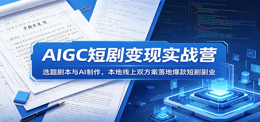 AIGC短剧变现实战营：选题剧本与AI制作，本地线上双方案落地爆款短剧副业-优优云创网