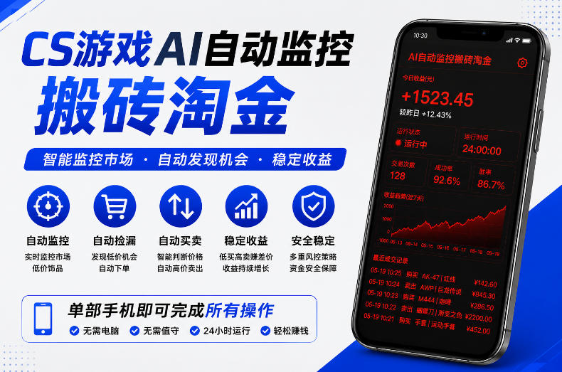 CS游戏AI自动监控搬砖淘金，稳定运行多年，支持任何形式验证，日入300+【揭秘】-优优云创网