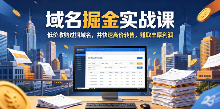 域名交易掘金实战课，低价收购过期域名，并快速高价转售，賺取丰厚利润【原创双语字幕】-优优云创网