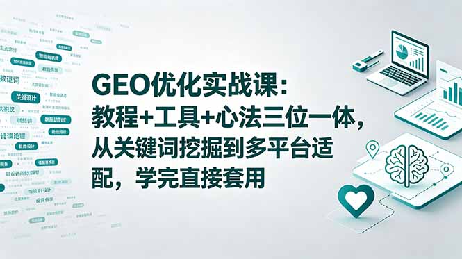 GEO优化实战课：教程+工具+心法三位一体，从关键词挖掘到多平台适配，学完直接套用-优优云创网