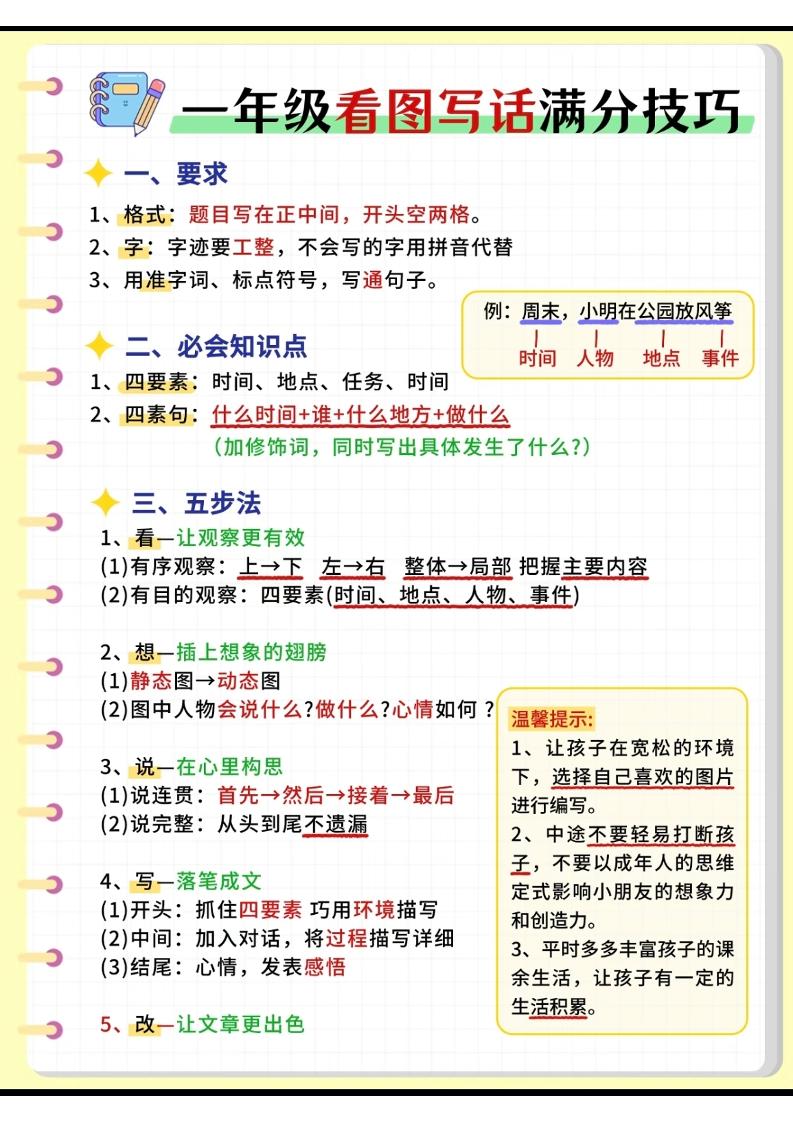 一年级下语文看图写话满分技巧-优优云创网