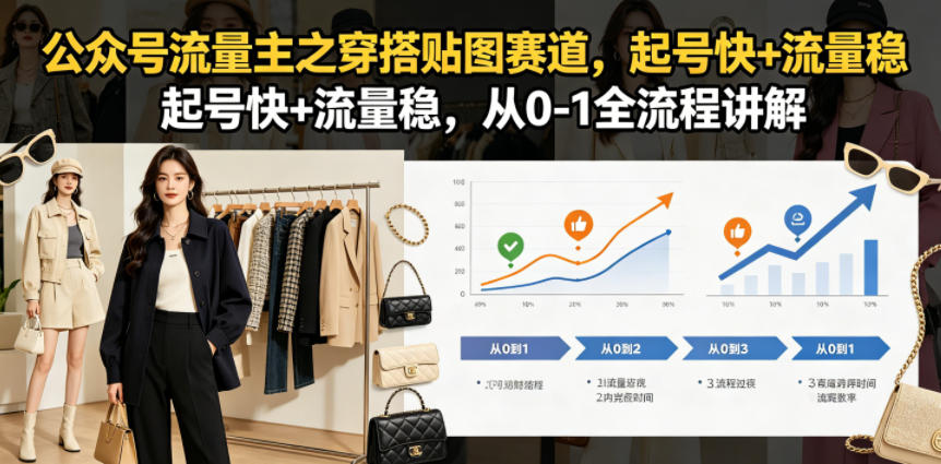 公众号流量主之穿搭贴图赛道，起号快+流量稳，从0-1全流程讲解-优优云创网