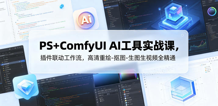 PS+ComfyUI AI工具实战课，插件联动工作流，高清重绘-抠图-生图生视频全精通-优优云创网