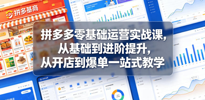 拼多多零基础运营实战课，从基础到进阶提升，从开店到爆单一站式教学-优优云创网