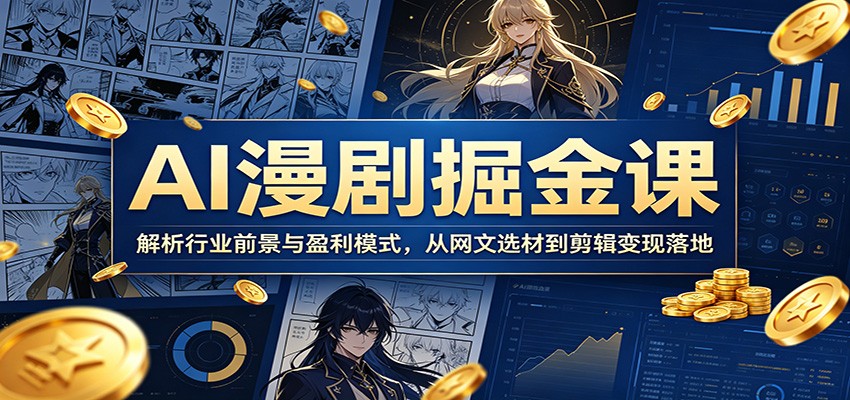 AI漫剧掘金课：解析行业前景与盈利模式，从网文选材到剪辑变现落地-优优云创网