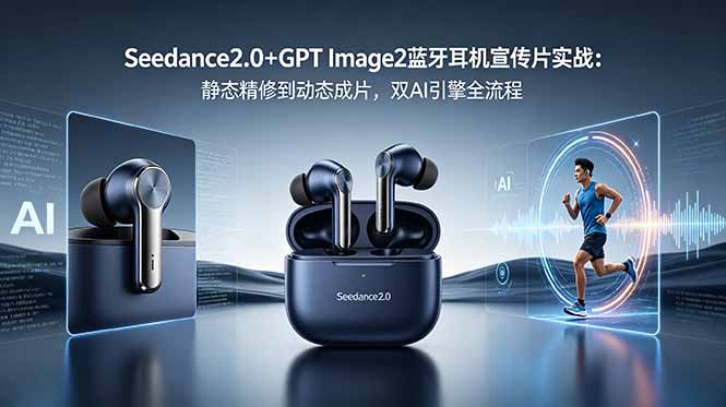 Seedance2.0+GPT Image2蓝牙耳机宣传片实战：静态精修到动态成片，双AI引擎全流程-优优云创网