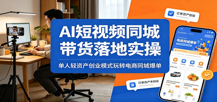 AI短视频同城带货落地实操：单人轻资产创业模式玩转电商同城爆单-优优云创网