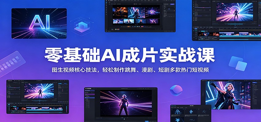 零基础AI成片实战课：图生视频核心技法，轻松制作跳舞、漫剧、短剧多款热门短视频-优优云创网