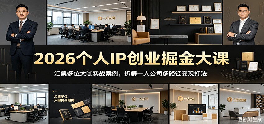 2026个人IP创业掘金大课：汇集多位大咖实战案例，拆解一人公司多路径变现打法-优优云创网