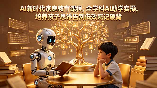 AI新时代家庭教育课程，全学科AI助学实操，培养孩子思维告别低效死记硬背-优优云创网