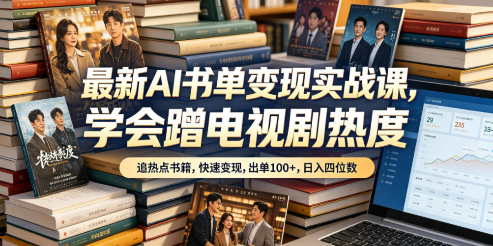最新AI书单变现实战课,学会蹭电视剧热度,追热点书籍,快速变现,出单100+,日入四位数-优优云创网