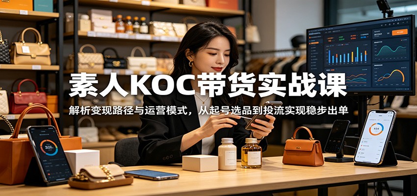 素人KOC带货实战课:解析变现路径与运营模式,从起号选品到投流实现稳步出单-优优云创网