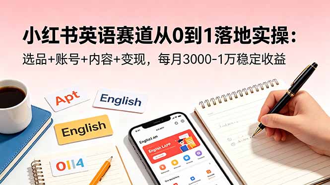 小红书英语赛道从0到1落地实操：选品+账号+内容+变现，每月3000-1万稳定收益-优优云创网