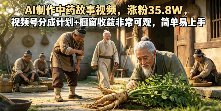 20260610111429734-b35c30b663026c04c4e8324489db4a98 AI制作中药故事视频,涨粉35.8W,视频号分成计划+橱窗收益非常可观,简单易上手