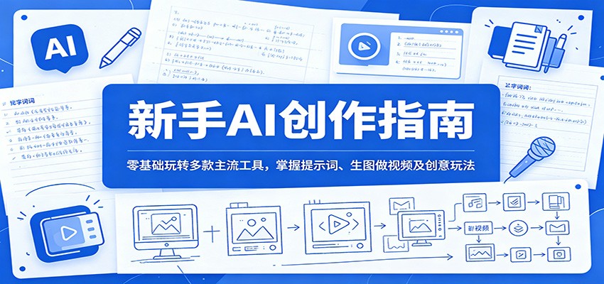 新手AI创作指南：零基础玩转多款主流工具，掌握提示词、生图做视频及创意玩法-优优云创网