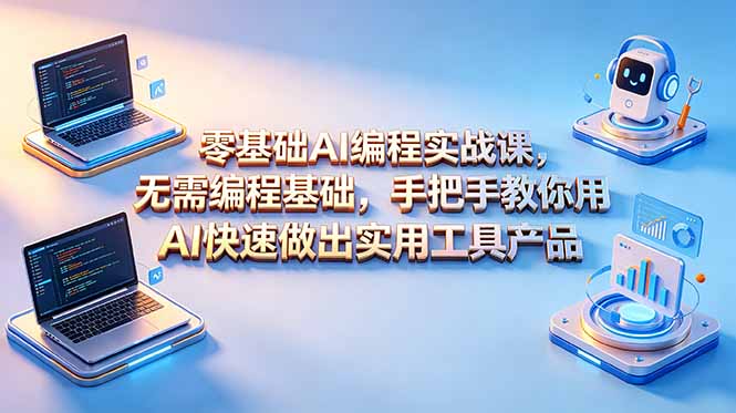 零基础AI编程实战课-更新，无需编程基础，手把手教你用AI快速做出实用工具产品-优优云创网