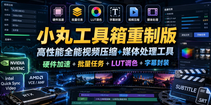 20260610122131216-389c5659ec9822324ef68f99d39d2850 小丸工具箱重制版–高性能全能视频压缩+媒体处理工具|硬件加速+批量任务+LUT调色+字幕封装
