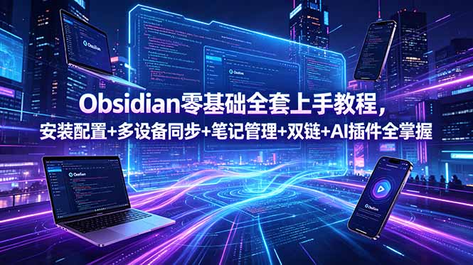 Obsidian零基础全套上手教程，安装配置+多设备同步+笔记管理+双链+AI插件全掌握-优优云创网
