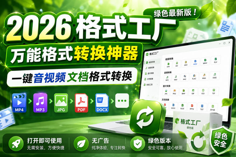 20260610125632105-b90c6e966ec5eca9691b4452bc24176d 2026格式工厂绿色最新版!万能格式转换神器,一键音视频文档格式转换,打开即可使用,无广告绿色版本