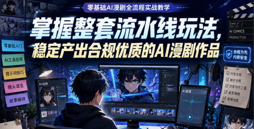 20260610130628747-ee6f347310ce4ae36370de684e91225d 零基础AI漫剧全流程实战教学,掌握整套流水线玩法,稳定产出合规优质的AI漫剧作品